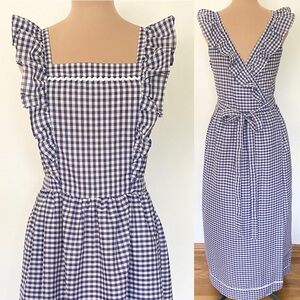 NEW! Vintage 70s-Inspired Ruffled Maxi Dress *XL/Size 20* BLUE Gingham Back Wrap